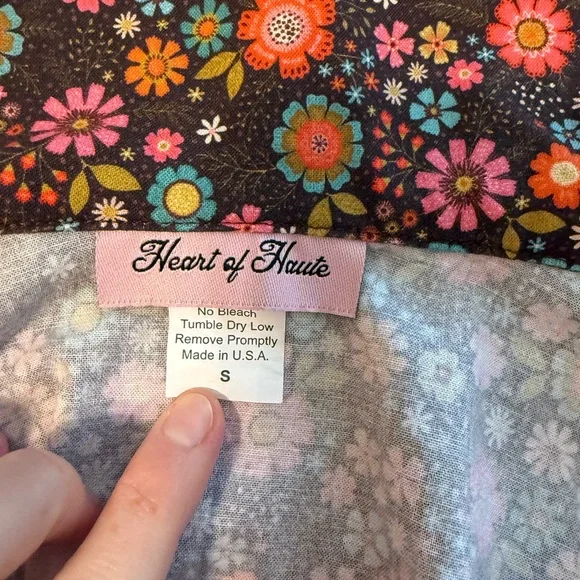 Heart of Haute 50’s retro full circle dress brown power floral print Small - Picture 3 of 5